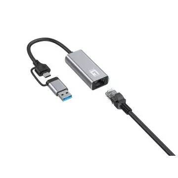 &divide; Adaptador usb-c level one usb-0423 a rj45 1x2.5 gigabit con adaptador a usb-a