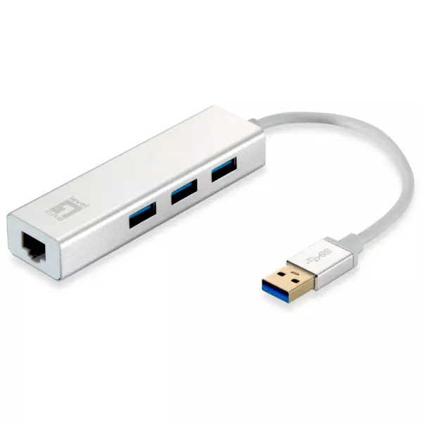 &divide; Adaptador usb 3.0 a gigabit ethernet rj45 level one con hub usb 3.0