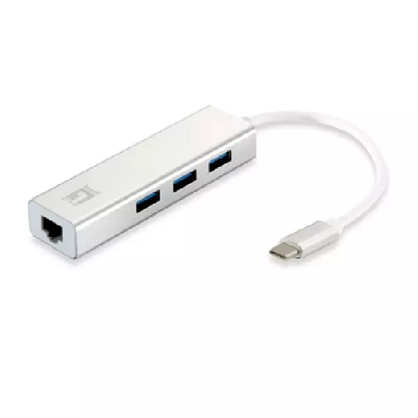 &divide; Adaptador usb-c a gigabit ethernet rj45 level one con hub usb 3.0 3 puertos