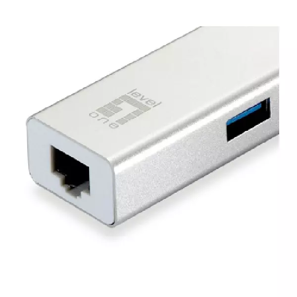 &divide; Adaptador usb-c a gigabit ethernet rj45 level one con hub usb 3.0 3 puertos