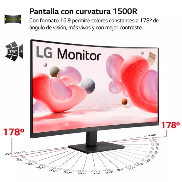 &divide; Monitor 32" curvo hdmi vga lg 32mr50c-b fhd va 100hz 5ms 1500r negro