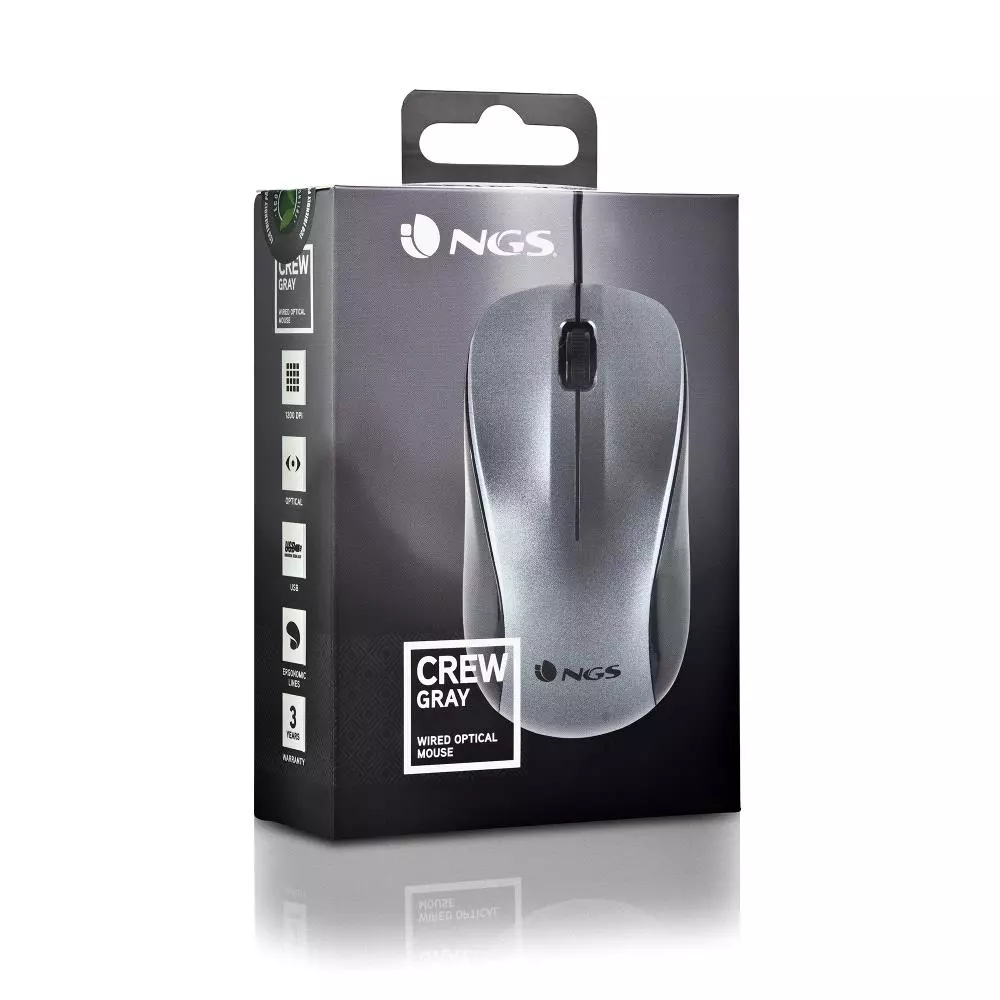 &divide; Mouse ngs crew gray con cable de 1200 dpi