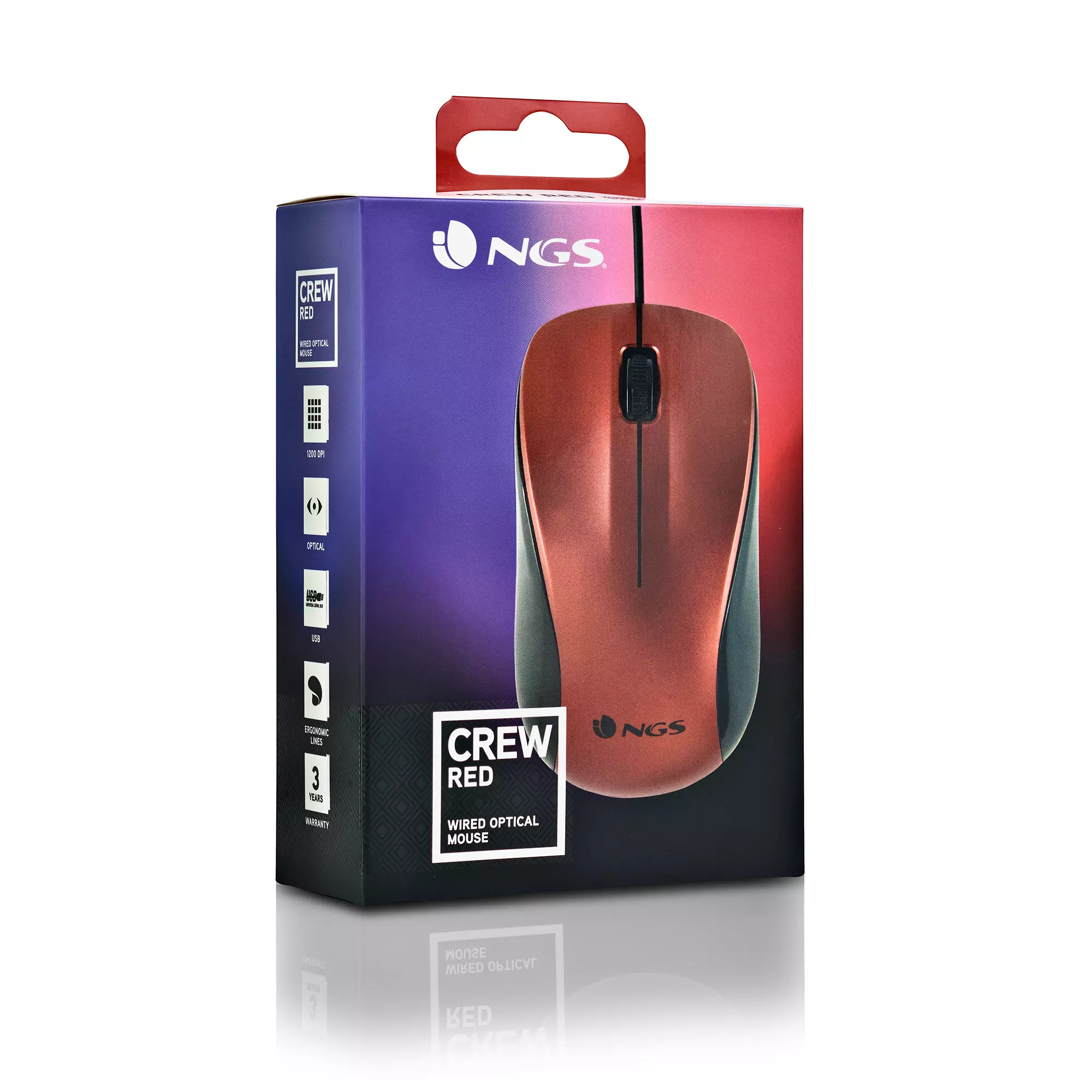 &divide; Mouse ngs crew red optico con cable