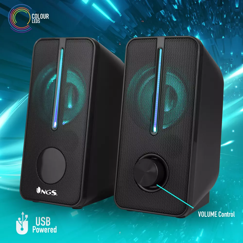 &divide; Altavoces 2.0 ngs gaming con iluminaci?n led rgb, 12w y conexi?n usb