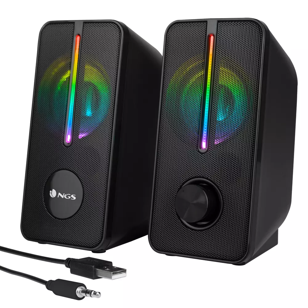 &divide; Altavoces 2.0 ngs gaming con iluminaci?n led rgb, 12w y conexi?n usb