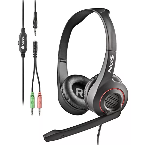 &divide; Headset ngs msx10 pro estereo  20hz/105db jack 3.5+adaptador doble ne