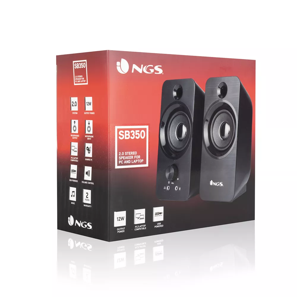&divide; Altavoces 2.0 ngs sb350 12w (2x6w) entraga micro