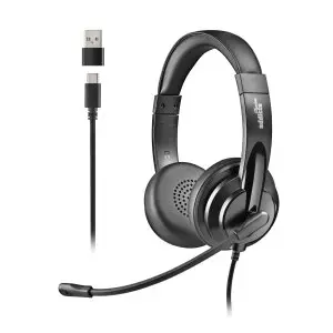 &divide; Headset usb-c ngs vox605 usb-c control de volumen 2m microfono regulable adaptador usb-a negro
