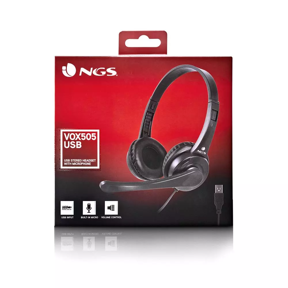 &divide; Headset ngs vox 505 est?reo con microfono regulable conexi?n usb y control de volumen