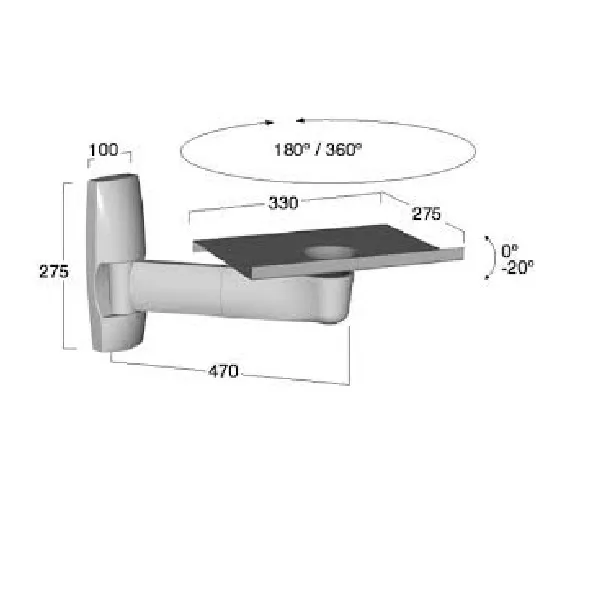 &divide; Soporte de pared fijo omb monomagix 30 19" orientable vert. +-20? giro 180?-360? max 30kg color negr