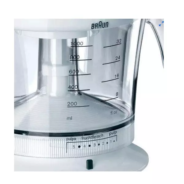 &divide; Exprimidor braun mpz9 color blanco 20w vaso 1l apto para lavavajillas