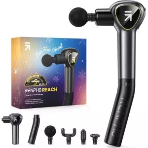 &divide; Pistola de masaje muscular renpho reach 5 velocidades 4 cabezales pantalla led