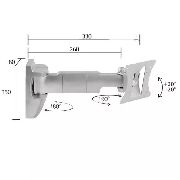 &divide; Soporte de pared orientable omb bisolution para pantalla 10-32" para pantalla vert. +-20&ordm; giro 190?