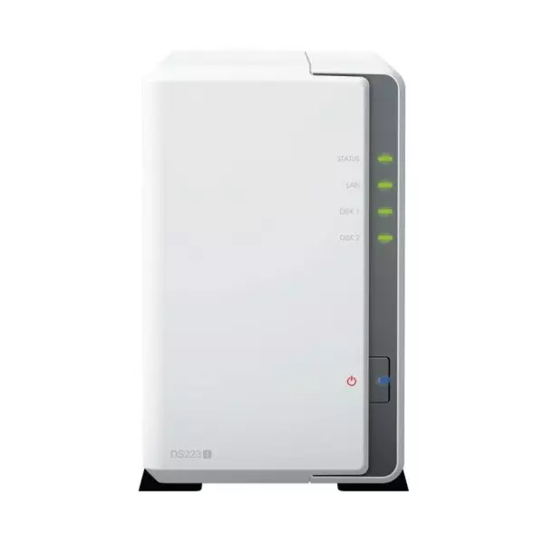 &divide; Servidor nas synology disk station ds223j 1gb 2xusb3.2 1xrj45 2 bahias realtek rtd1619b jbod, raid 0