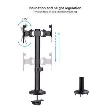 &divide; Soporte de mesa tooq db1132tn-b para 2 pantallas 17"-32" gira e inclina color negro