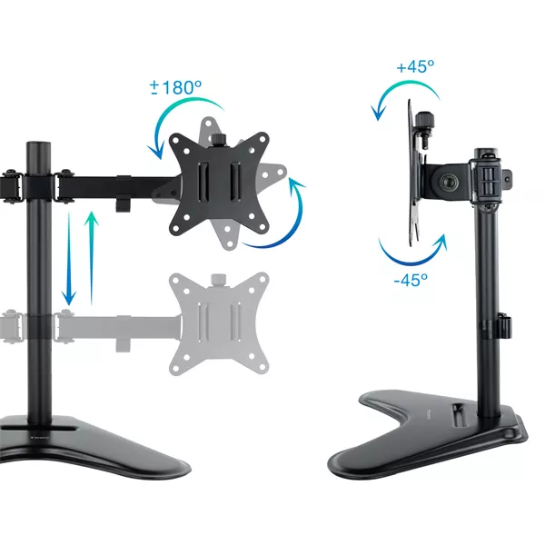 &divide; Soporte mesa base tooq db1702tn-b 2 pantallas 17-32" vesa 100 10kg/brazo gira incli negro