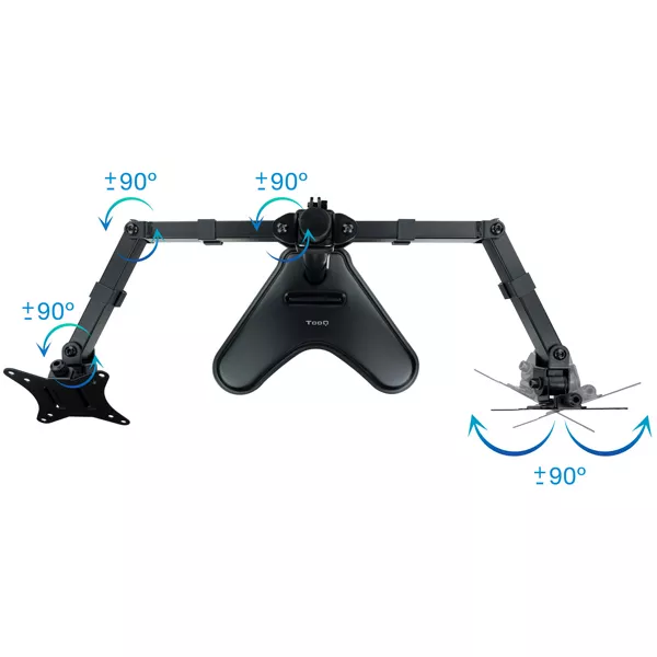 &divide; Soporte mesa base tooq db1702tn-b 2 pantallas 17-32" vesa 100 10kg/brazo gira incli negro