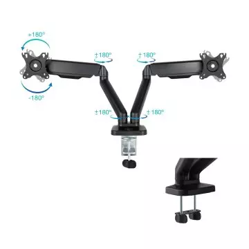 &divide; Soporte de mesa tooq db5132tnr-b para 2 pantallas 17" a 32" max 9kg vesa 75x75 y 100x100 engro