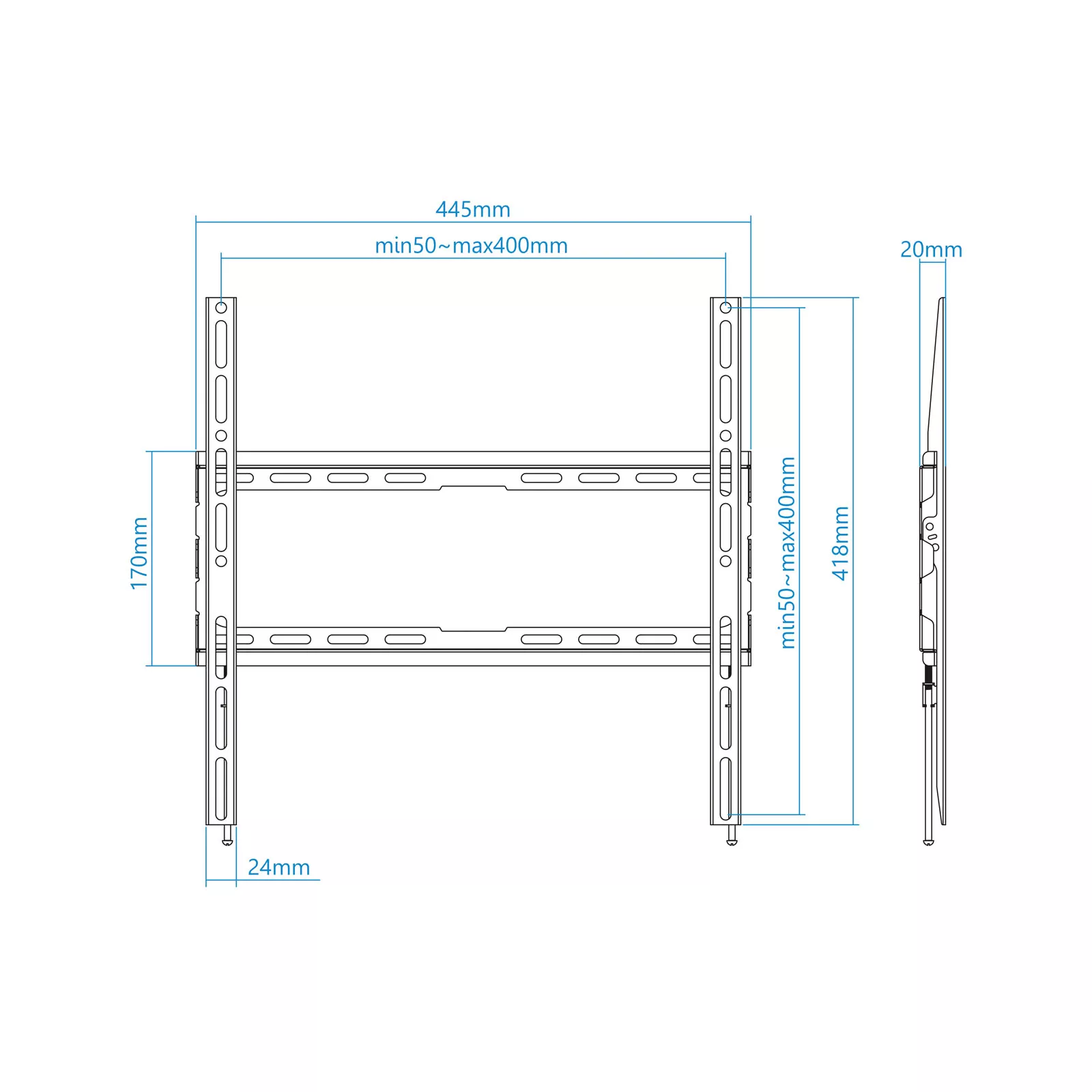 &divide; Soporte de pared fijo tooq lp1070f-b para pantalla 32"- 70" max 45kg vesa 400x400