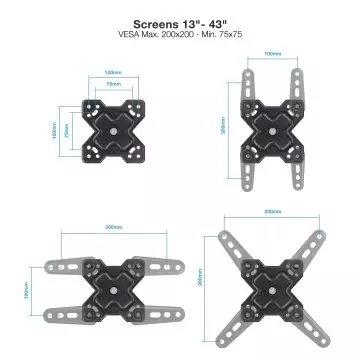 &divide; Soporte de pared tooq lp1345tn-b para pantalla 13-43 max. 20kg vesa max. 200x200 un brazo negro