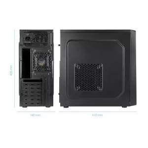 &divide; Caja atx tooq tqc-5701-sp prisma ultra fuente 500w 1x ventilador trasero usb-c negro