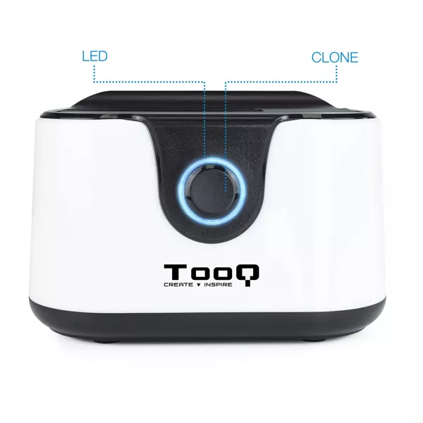 &divide; Docking station tooq tqds-802dw 2,5"/3,5" sata usb 3.1 funcion clonacion otb negra-blanca