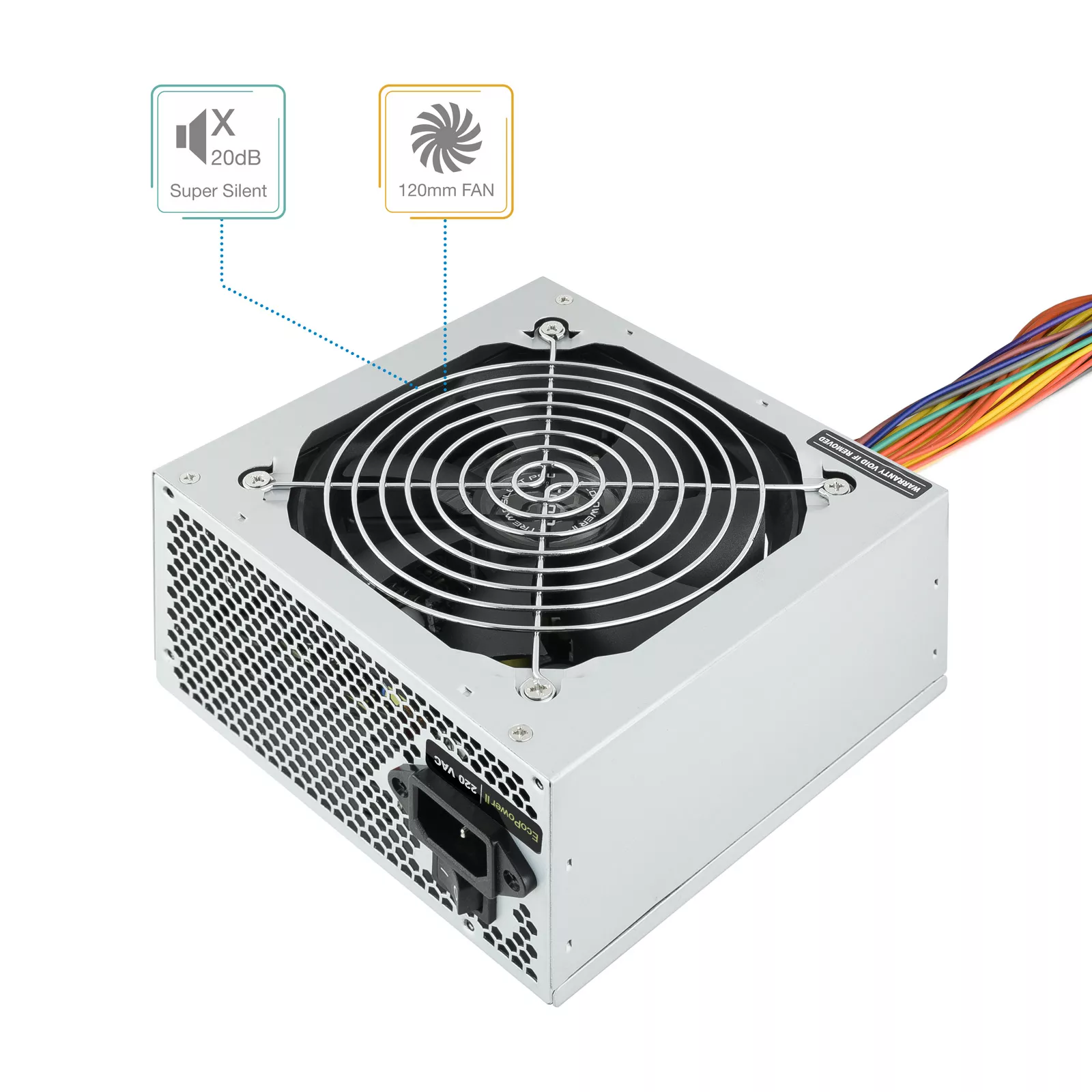 &divide; Fuente de alimentacion tooq 500w tqep-500sse fan 12cm 4 sata/2 molex cable alimentaci?n desti