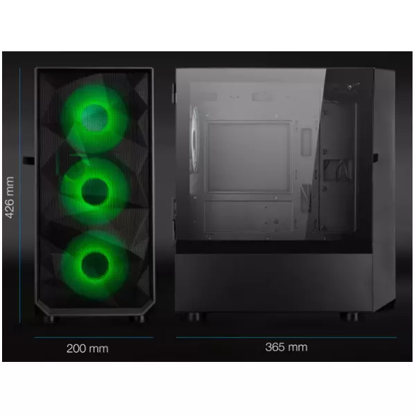 &divide; Caja microatx gaming tooq tqgcc901-b "seizure" negra micro atx/mini itx ventala lateral con bisagra