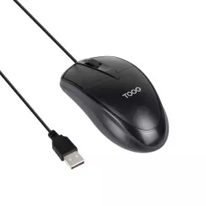 &divide; Mouse tooq tqm-1001-b sensor optico 1200 dpi 3 botones dise?o ergonomico color negro cable 1.5m
