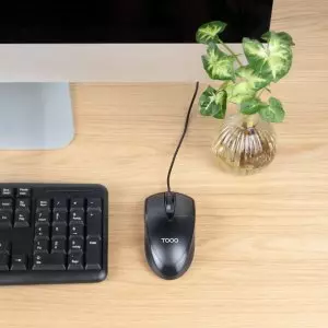 &divide; Mouse tooq tqm-1001-b sensor optico 1200 dpi 3 botones dise?o ergonomico color negro cable 1.5m