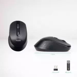 &divide; Mouse tooq wireless tqmw-1101-b sensor optico 1600 dpi 4 botones dise?o ergonomico negro 1x aa