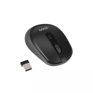 &divide; Mouse tooq wireless tqmw-1101-b sensor optico 1600 dpi 4 botones dise?o ergonomico negro 1x aa