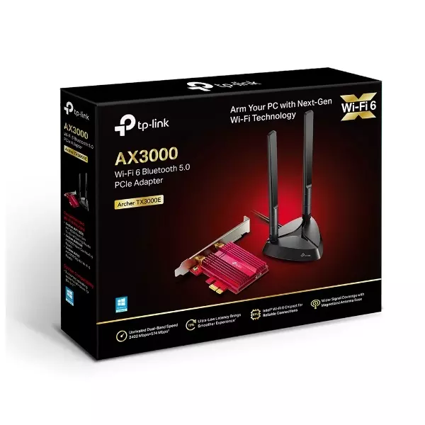 &divide; Pci express wifi 6 dualband y bluetooth 5.0 tp-link archer tx3000e wifi 6 2402 mbps (5 ghz) + 574 mb