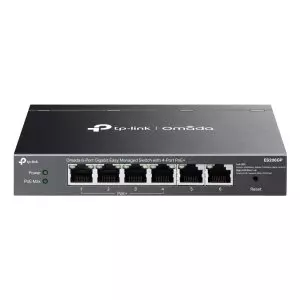 &divide; Switch semigestionable tp-link omada es206gp 6p 4xlangb poe+ 2xlangb 65w total metal