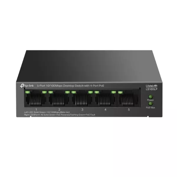 &divide; Switch no gestionable tp-link ls105lp litewave 5p 10/100 4p poe+ sobremesa carcasa metal no rack