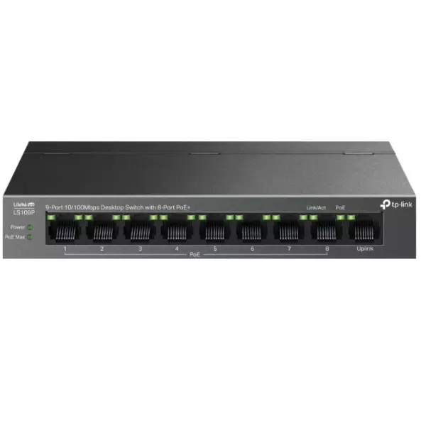 &divide; Switch no gestionable tp-link ls109p litewave 8p 10/100 poe+ sobremesa carcasa metal no rack