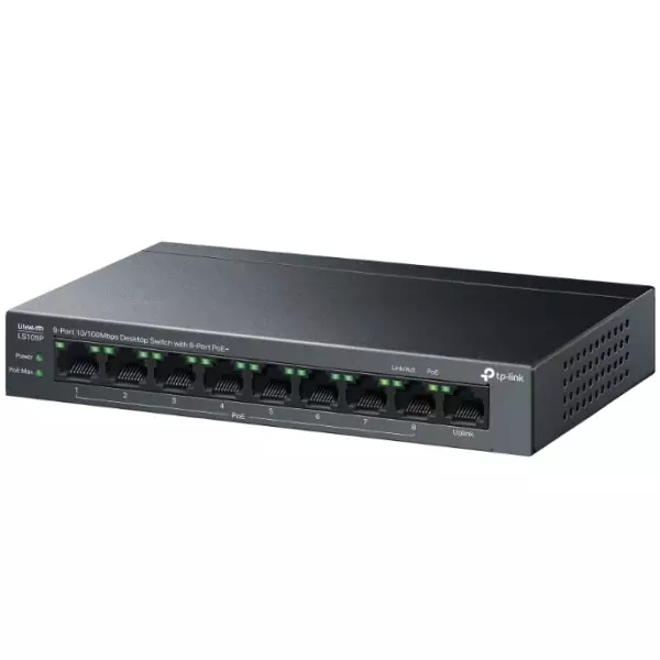 &divide; Switch no gestionable tp-link ls109p litewave 8p 10/100 poe+ sobremesa carcasa metal no rack