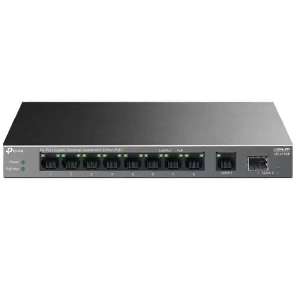 &divide; Switch no gestionable tp-link ls1210gp litewave 9p giga 1p sfp gigabit sobremesa carcas de metal 8p