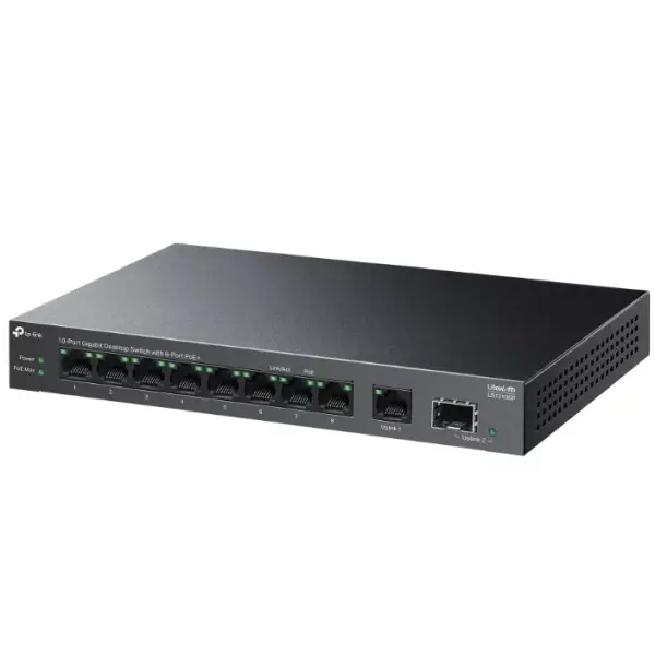 &divide; Switch no gestionable tp-link ls1210gp litewave 9p giga 1p sfp gigabit sobremesa carcas de metal 8p