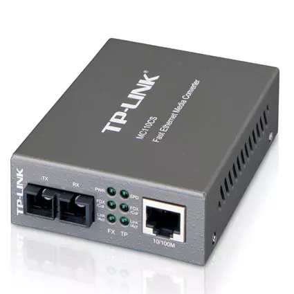 &divide; Convertidor fibra tp-link mc110cs rj45 eth a fibra monomodo sc 100mb fullduplex hasta 20km montaje e