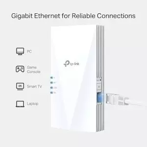&divide; Range extender wifi 6 dualband tp-link re580x ax1500 300mb en 2,4ghz y 1200b en 5ghz 1xrj45 gb