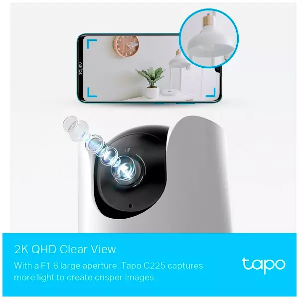 &divide; Camara ip wifi tp-link tapo c225 2k qhd rotacion 360? detec. mov. asist. de voz