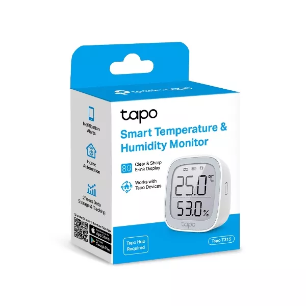 &divide; Sensor inalambrico de temperatura y humedad inteligente tp-link tapo t315 pantalla 2.7"