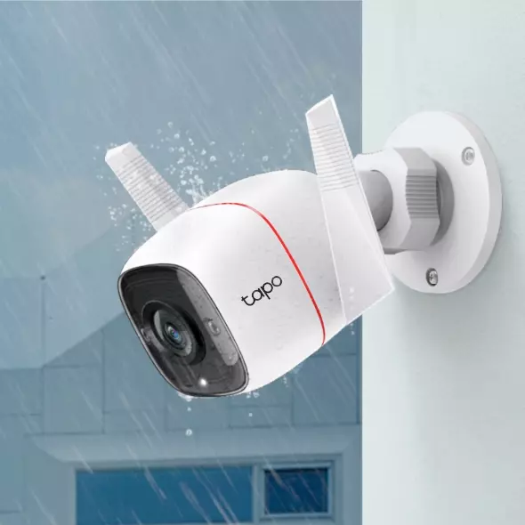 &divide; Camara exterior ip wifi tp-link tapo t65 ip66 ultra definicion 3mp vision nocturna 30m deteccion de