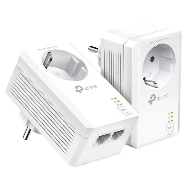 &divide; Homeplug tp-link powerline 1000mb pa7027p kit passthrough 2p giga kit 2 unidades