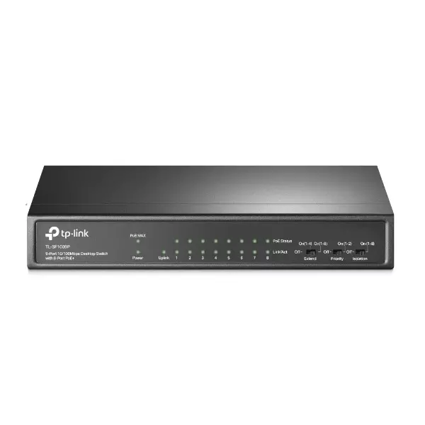 &divide; Switch no gestionable tp-link tl-sf1009p sobremesa 9p 10/100 incluye 8p poe+ 10/100 total poe 65w
