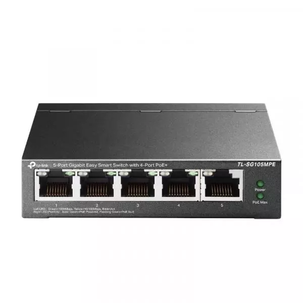 &divide; Switch semigestionables poe+ tp-link sg105mpe 5p gigabit 4p poe+ total poe+ 120w carcasa metalica