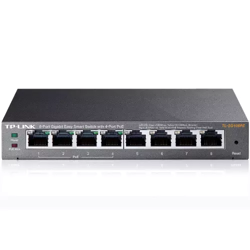 &divide; Switch semigestionable tp-link sg108pe 8p giga alimentacion poe 55w carcasa metalica