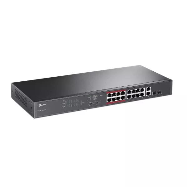 &divide; Switch no gestionable tp-link tl-sl1218mp 16p ethernet y 2p combo poe 192w carcasa metalica 19" rack