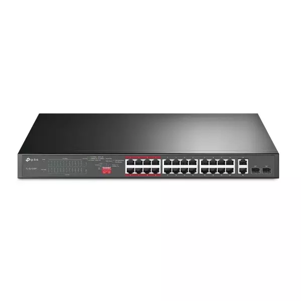 &divide; Switch no gestionable tp-link tl-sl1226p 24p poe+ 10/100 2p gigabit 2p slots combo gigabit sfp total